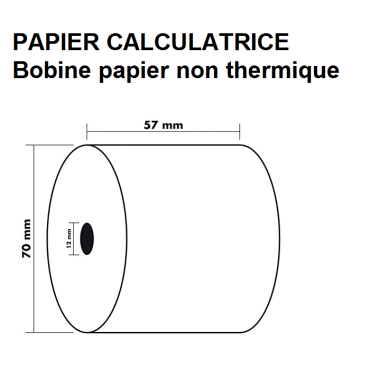 Rouleaux pour calculatrice papier offset 60g 57 x 70 x 12 mm