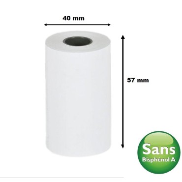 Bobine TPE 57 x 40mm libre thermique (lot de 50) sans bisphenol A