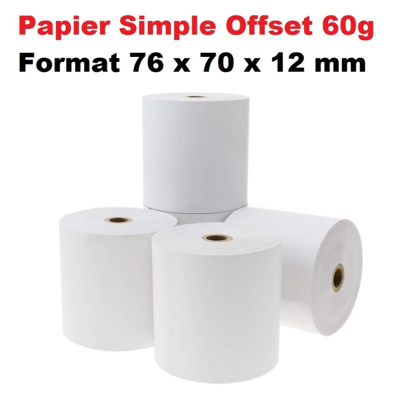 10 Rouleaux, bobines de caisse Papier offset non thermique 76 x 70 x 12 pour imprimante avec ruban 10 Rouleaux, bobines de caisse Papier offset non thermique 76 x 70 x 12 pour imprimante avec ruban