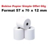 20 Rouleaux, bobines de caisse calculatrice Papier offset non thermique 57 x 70 x 12 pour imprimante avec ruban