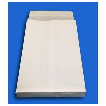 Lot de 20 - Grande enveloppe - pochette BLANCHE à soufflet 229 X 324 + 30  mm papier blanc extérieur intérieur marron 115 g fond pincé pour maintenir